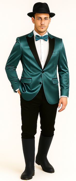 Men's 2 Buttons Slim Fit Teal Sharkskin Blazer Sport coat