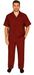 Men's 2 Piece Short Sleeve Casual Two Piece Mens Walking Outfit For Sale Pant Sets Set With Pleated Pants 100% Linen Shirt Wine