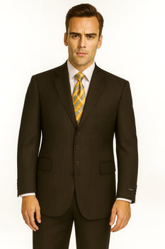 Black Almost Very Dark Gray Wiht Light Gray Pinstripe 100% Worsted Wool Available In 2 Or 3 Buttons Style Regular Classic Cut Cheap Priced Business Suits Clearance Sale - Image 10