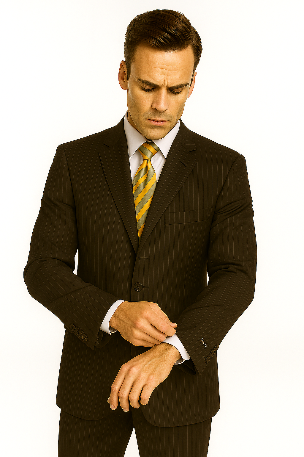 Black Almost Very Dark Gray Wiht Light Gray Pinstripe 100% Worsted Wool Available In 2 Or 3 Buttons Style Regular Classic Cut Cheap Priced Business Suits Clearance Sale - Image 13