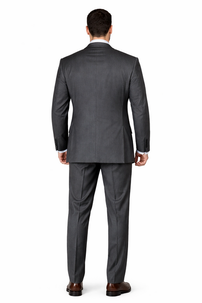 Men'S 3 Buttons Vested 3 ~ Three Piece Suit Super 150'S Poly~Rayon Solid Charcoal Gray Suits - Color: Dark Grey Suit