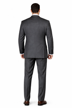Men'S 3 Buttons Vested 3 ~ Three Piece Suit Super 150'S Poly~Rayon Solid Charcoal Gray Suits - Color: Dark Grey Suit