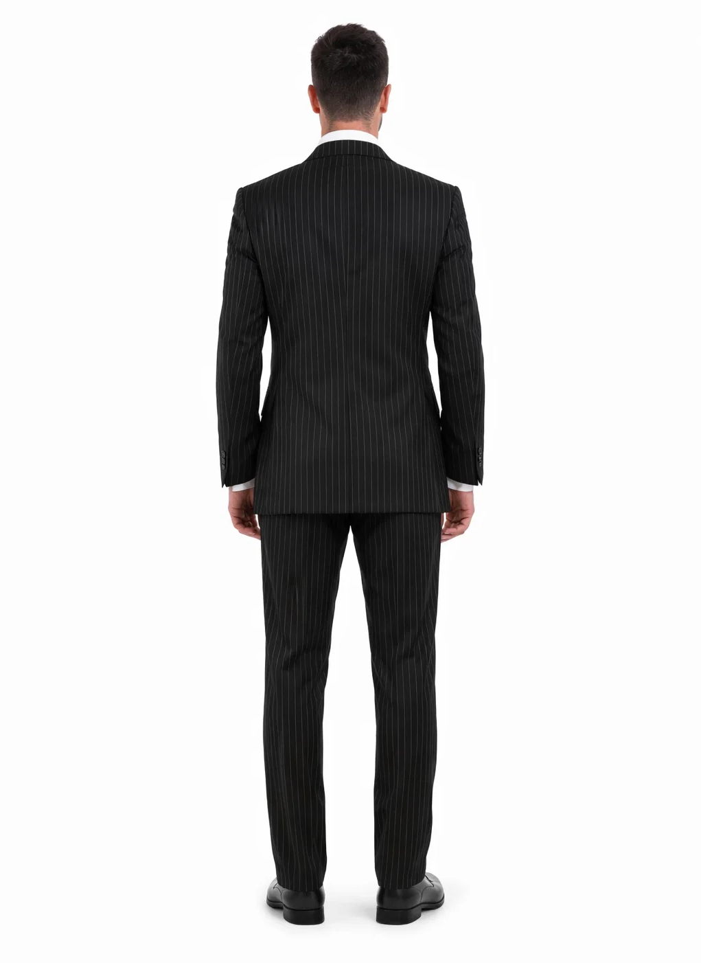 Men'S 3-Piece Black Bold White Chalk Bold Pinstripe Vested Cheap Priced Business Suits Clearance Sale