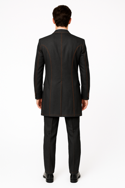 Men's 3 Piece Fashion Black Jean  Wide Leg Vested Long Cheap Priced Business Suits Clearance Sale - Image 2