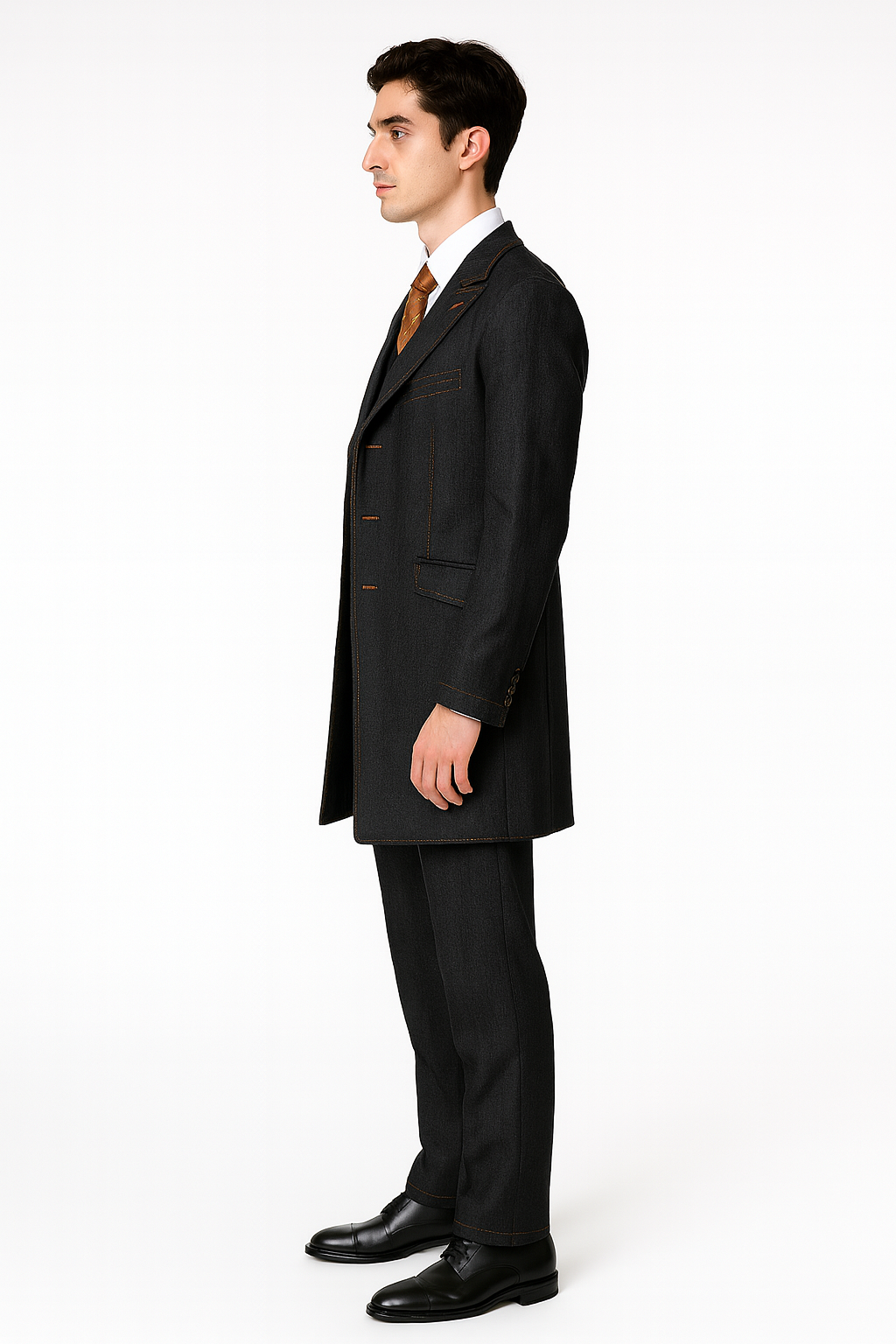Men's 3 Piece Fashion Black Jean  Wide Leg Vested Long Cheap Priced Business Suits Clearance Sale - Image 3