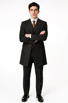 Men's 3 Piece Fashion Black Jean  Wide Leg Vested Long Cheap Priced Business Suits Clearance Sale - Image 5