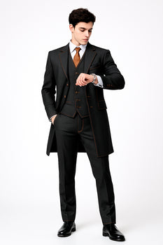Men's 3 Piece Fashion Black Jean  Wide Leg Vested Long Cheap Priced Business Suits Clearance Sale - Image 7