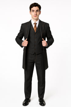 Men's 3 Piece Fashion Black Jean  Wide Leg Vested Long Cheap Priced Business Suits Clearance Sale - Image 8