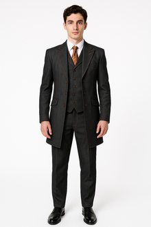 Men's 3 Piece Fashion Black Jean  Wide Leg Vested Long Cheap Priced Business Suits Clearance Sale
