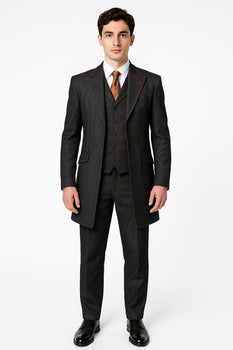 Men's 3 Piece Fashion Black Jean  Wide Leg Vested Long Cheap Priced Business Suits Clearance Sale