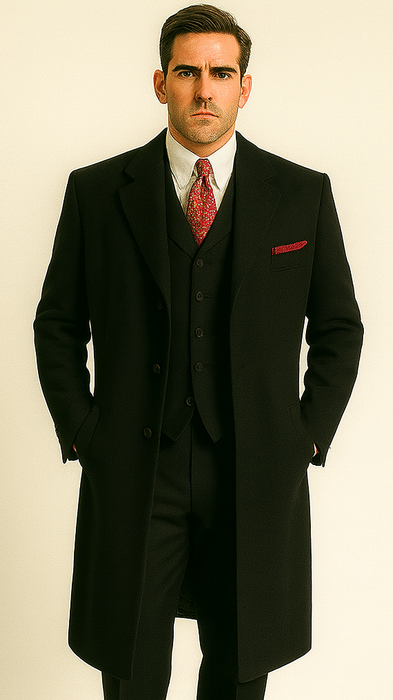 Men'S 3 Piece Fashion Suit - Long Zoot Suit Vested Black Color - Three Piece Suit