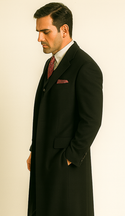 Men'S 3 Piece Fashion Suit - Long Zoot Suit Vested Black Color - Three Piece Suit