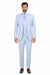 Mens 3 Piece Modern Fit Suits Poly Rayon vested blue suit Flat Front Pants - Light Blue Suit - Sky Blue Suit