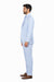 Mens 3 Piece Modern Fit Suits Poly Rayon vested blue suit Flat Front Pants - Light Blue Suit - Sky Blue Suit