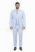 Mens 3 Piece Modern Fit Suits Poly Rayon vested blue suit Flat Front Pants - Light Blue Suit - Sky Blue Suit
