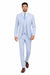 Mens 3 Piece Modern Fit Suits Poly Rayon vested blue suit Flat Front Pants - Light Blue Suit - Sky Blue Suit