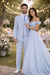 Mens 3 Piece Modern Fit Suits Poly Rayon vested blue suit Flat Front Pants - Light Blue Suit - Sky Blue Suit