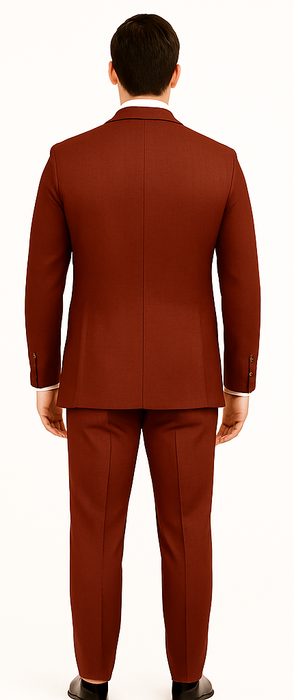 Men's 3 Pieces Pleated Pants Side Vents With Pattern Brick