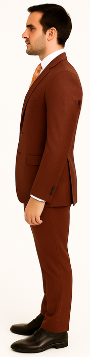 Men's 3 Pieces Pleated Pants Side Vents With Pattern Brick