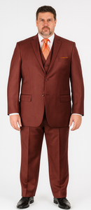 Vitali Brand Suits - Men's 3 Pieces Pleated Pants Side Vents With Pattern Brick