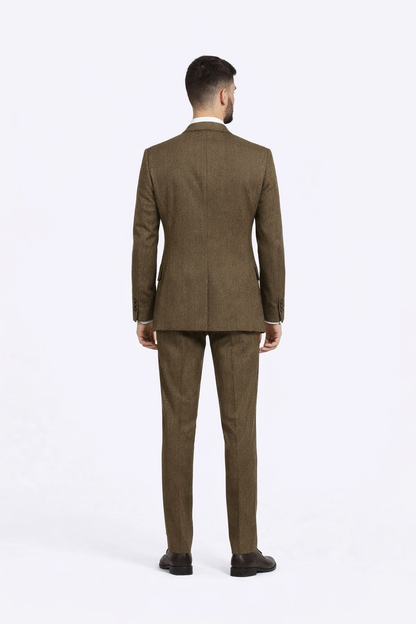 Al Capone Outfit for Men Brown Double Breasted Suit $179 + Hunter Green Vest $59 - Image 2