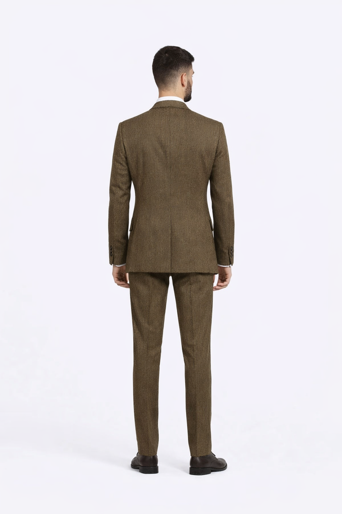 Al Capone Outfit for Men Brown Double Breasted Suit $179 + Hunter Green Vest $59 - Image 2