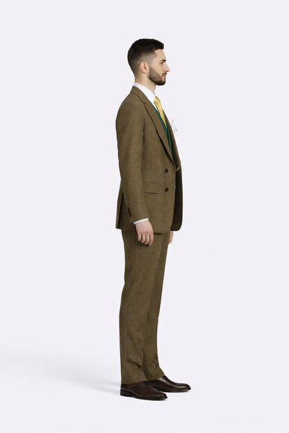 Al Capone Outfit for Men Brown Double Breasted Suit $179 + Hunter Green Vest $59 - Image 3
