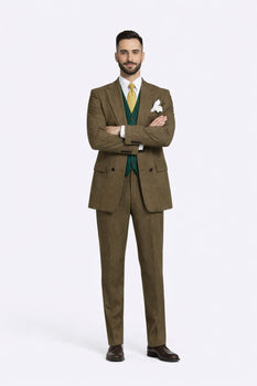 Al Capone Outfit for Men Brown Double Breasted Suit $179 + Hunter Green Vest $59 - Image 5