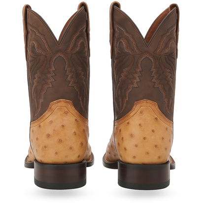 Dan Post Men's Alamosa Full Quill Ostrich Square Toe Boots - Sand - Image 8