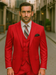 Mens All Season Suit Brand 3 Piece Vest Designer Classic Dress 2 Button Trendy Red Suit