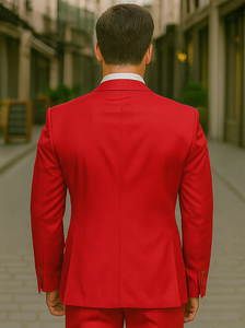 Mens All Season Suit Brand 3 Piece Vest Designer Classic Dress 2 Button Trendy Red Suit