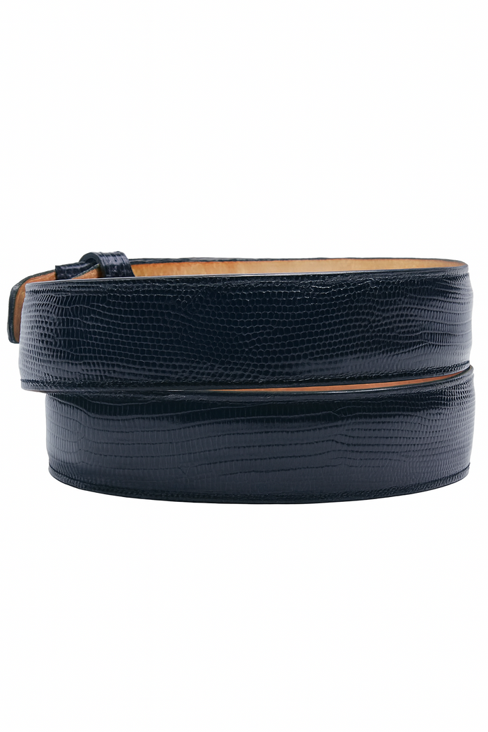 Men's Authentic Genuine Skin Italian Pasta Genuine Lizard Navy Belt - Image 3