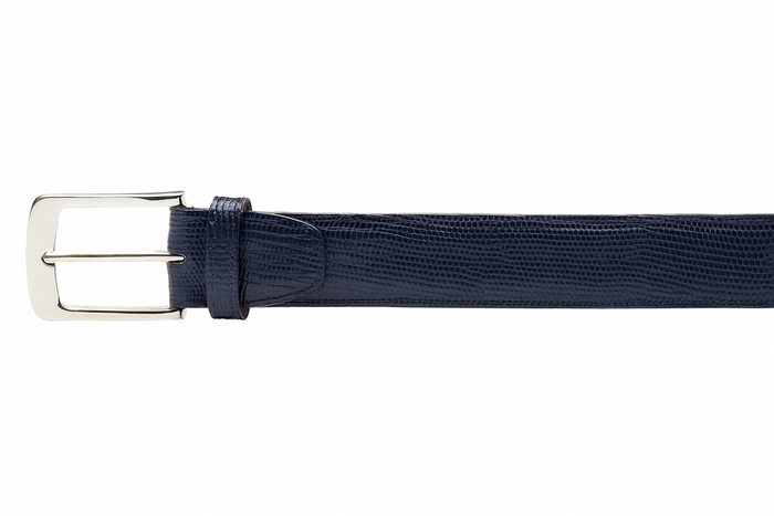 Men's Authentic Genuine Skin Italian Pasta Genuine Lizard Navy Belt - Image 2