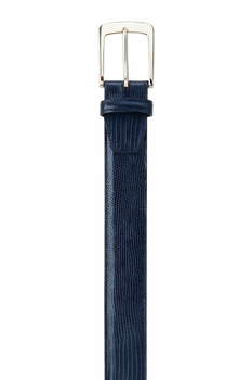 Men's Authentic Genuine Skin Italian Pasta Genuine Lizard Navy Belt - Image 4