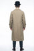 Mens Beige Vintage Style Trenchcoat Overcoat + Suit + Hat – Classic Long Trench Coat Inspired by Peaky Blinders Formal 1920s Package