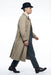 Mens Beige Vintage Style Trenchcoat Overcoat + Suit + Hat – Classic Long Trench Coat Inspired by Peaky Blinders Formal 1920s Package