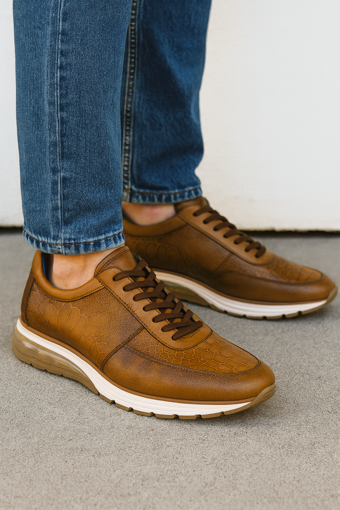 Belvedere Todd Men's Shoes Antique Brandy Exotic Genuine Ostrich Casual Sneakers - Image 6