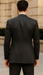 Mens Big and Tall Size Suits - Plus Size Mens Solid Black Suit - Peak Lapel Ticket Pocket