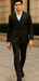 Mens Big and Tall Size Suits - Plus Size Mens Solid Black Suit - Peak Lapel Ticket Pocket