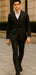 Mens Big and Tall Size Suits - Plus Size Mens Solid Black Suit - Peak Lapel Ticket Pocket