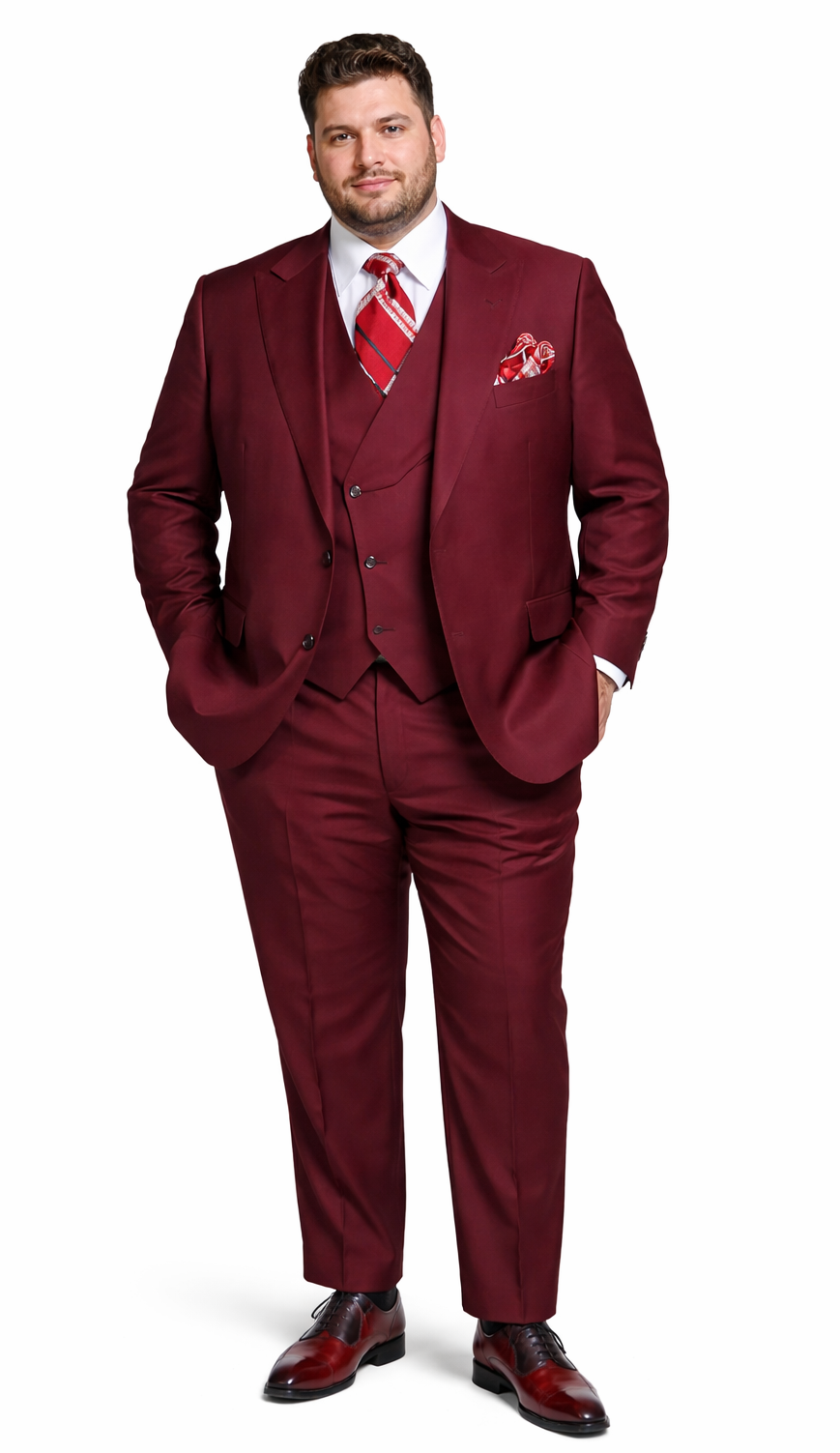 Plus Size Men’s Suits – Big and Tall with Peak Lapel, Ticket Pocket & Tailored Fit