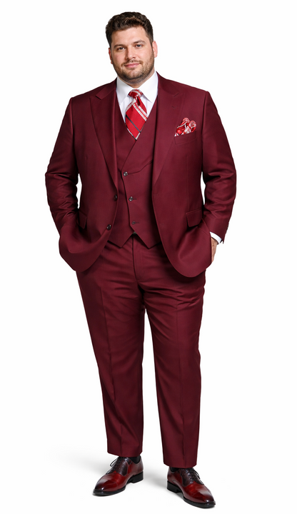 Plus Size Men’s Suits – Big and Tall with Peak Lapel, Ticket Pocket & Tailored Fit