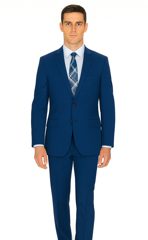Men'S Big And Tall Sizes Teal Cobalt Blue Indigo ~ Bright Blue Suit - Image 3