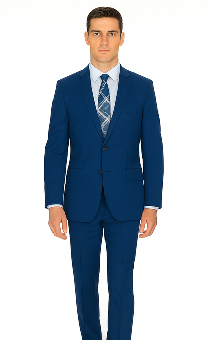 Men'S Big And Tall Sizes Teal Cobalt Blue Indigo ~ Bright Blue Suit - Image 3