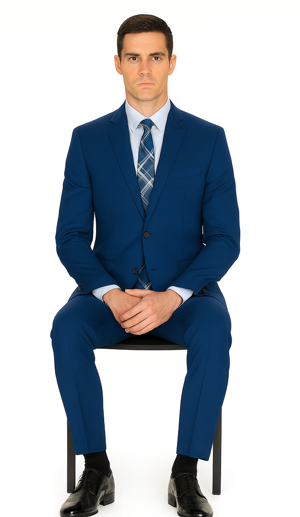 Men'S Big And Tall Sizes Teal Cobalt Blue Indigo ~ Bright Blue Suit - Image 4