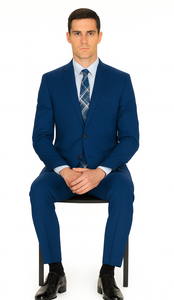 Men'S Big And Tall Sizes Teal Cobalt Blue Indigo ~ Bright Blue Suit