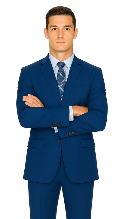 Men'S Big And Tall Sizes Teal Cobalt Blue Indigo ~ Bright Blue Suit - Image 5