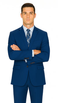 Men'S Big And Tall Sizes Teal Cobalt Blue Indigo ~ Bright Blue Suit - Image 5