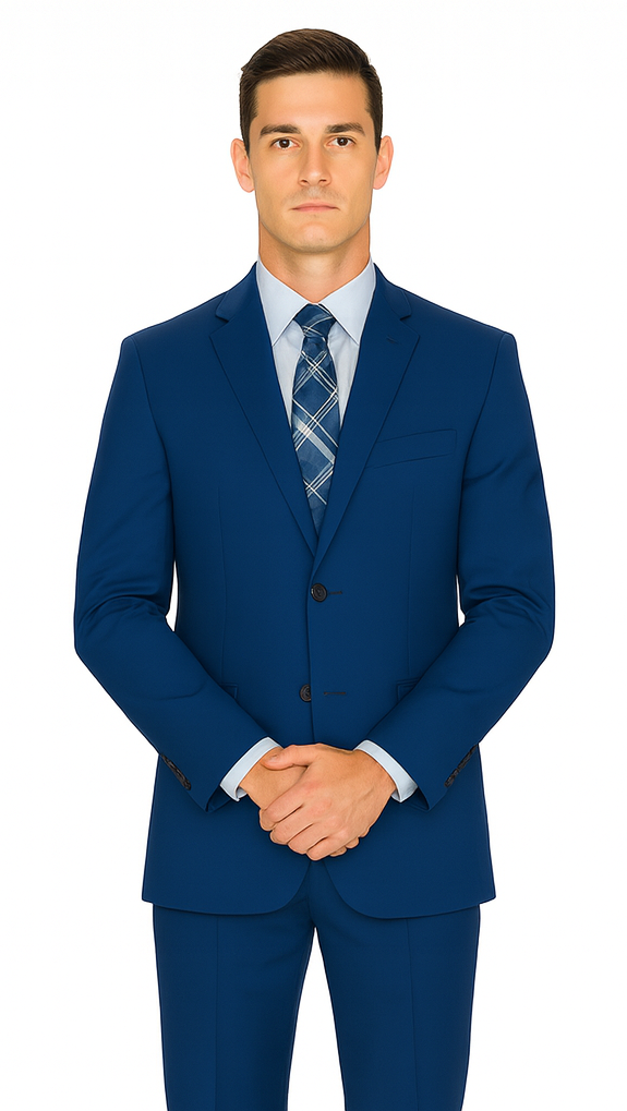 Men'S Big And Tall Sizes Teal Cobalt Blue Indigo ~ Bright Blue Suit - Image 6