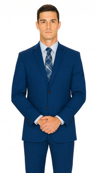 Men'S Big And Tall Sizes Teal Cobalt Blue Indigo ~ Bright Blue Suit - Image 6